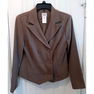 Lady Dorby Women's Jacket Blazer Brown Double Breasted Size 12 Vintage Classic